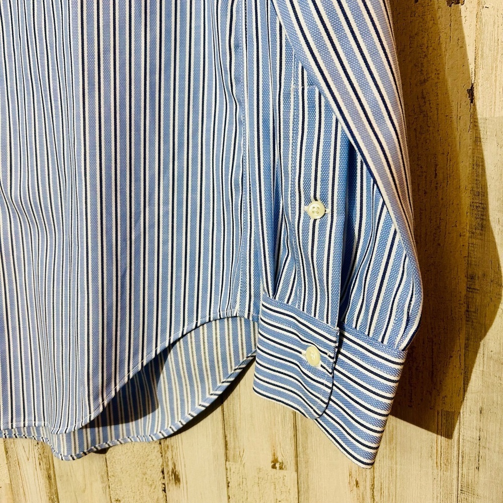 Ralph Lauren Men's Blue and White Striped Dress Shirt - Picture 3 of 5